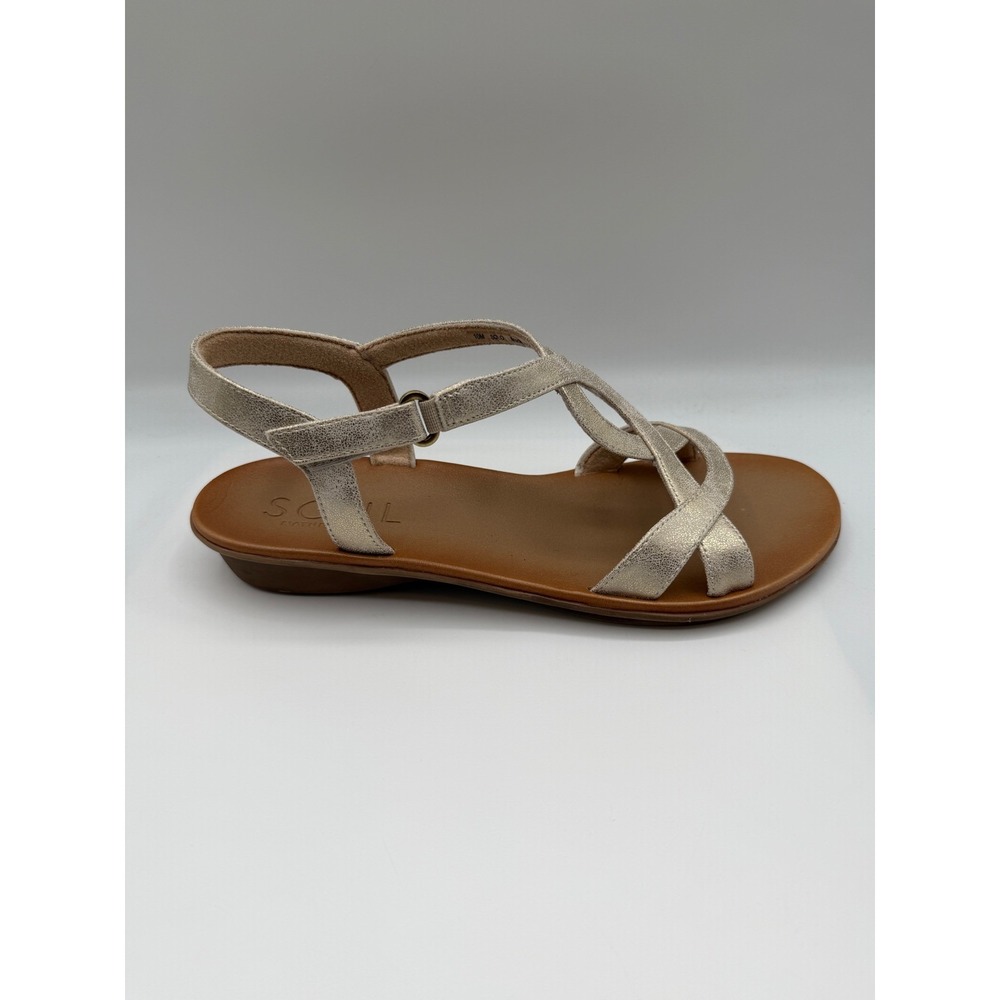 Soul Naturalizer Solo Sandals Women's 10,Gold Metallic Strappy, NEW/Rip in Box